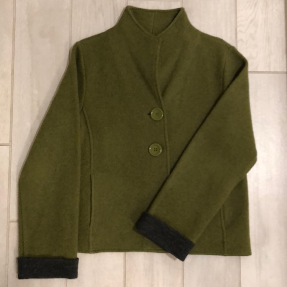 Nomadic Traders Wool Jacket Green Gray Small - image 2